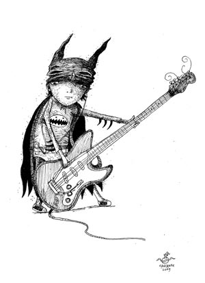 Batman boy with a guitar