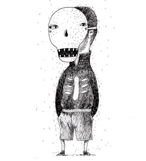 Buddy wearing skull mask