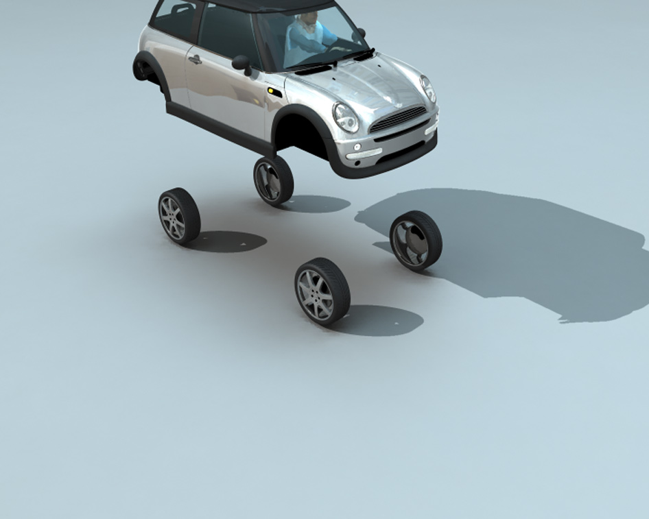 mini cooper going up 